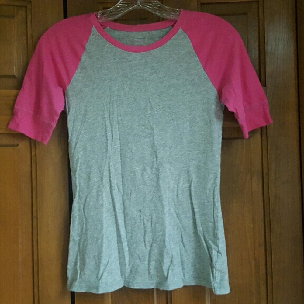 Womens Baseball Tee Pink and Grey